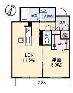 ソルブライト A棟【1階】の間取り