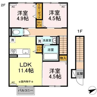 バッソン花巻四日町【2階】の間取り