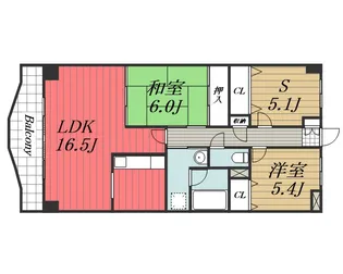 メイプル稲毛【3階】の間取り