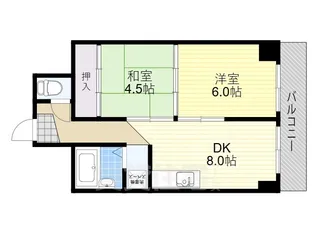 ハイツ鍛治【5階】の間取り