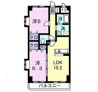 ルミエール扶桑【3階】の間取り