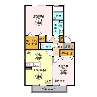 ハピネス A・B【2階】の間取り