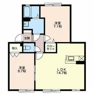 ボワ・クール A棟【1階】の間取り