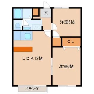 2LDKの間取り画像