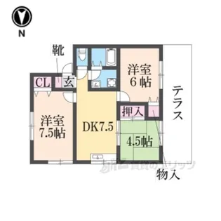 ボナミ田中ハイツ【1階】の間取り