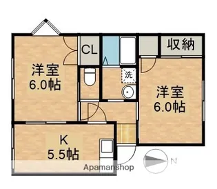 ソレイユA【1階】の間取り