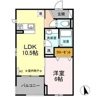 山梨県中巨摩郡昭和町河西【アパート】の間取り