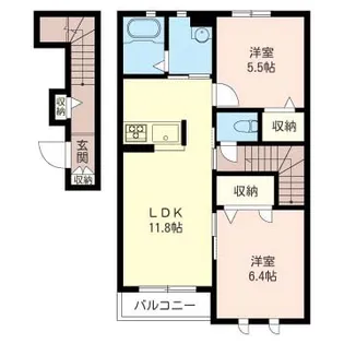 埼玉県蕨市塚越7【アパート】の間取り