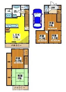 東京都中野区南台4【一戸建】の間取り