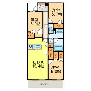 センチュリー宇都宮壱番館【15階】の間取り