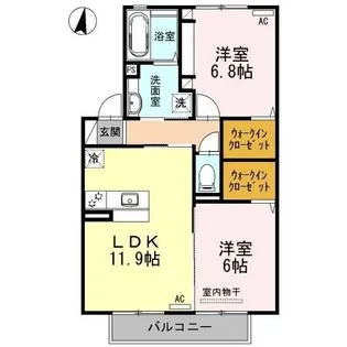 ハルブラッサム富の原 B棟【2階】の間取り