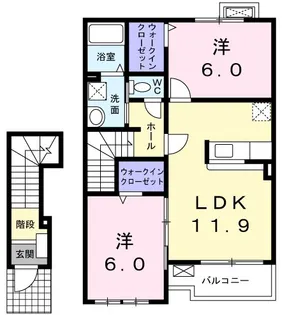 シャン ド フルールIII【2階】の間取り