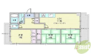 レシェンテ緑地【5階】の間取り
