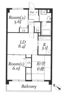 ガーデンスクエア北坂戸【4階】の間取り