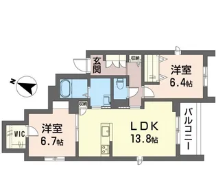シャーメゾン湘南菱沼【2階】の間取り