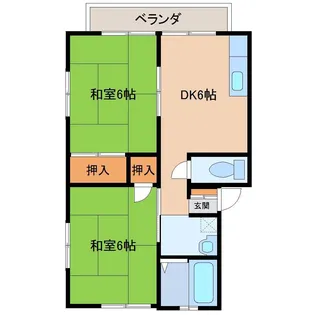 岩田ハイツB棟【1階】の間取り