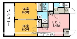 コンダクト福岡東【8階】の間取り