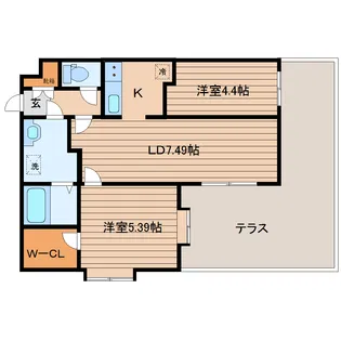 クレスト南光台東【1階】の間取り