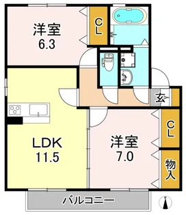 大阪府大阪市平野区長吉川辺4【アパート】の間取り