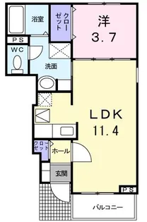 ベルクレイオI【1階】の間取り