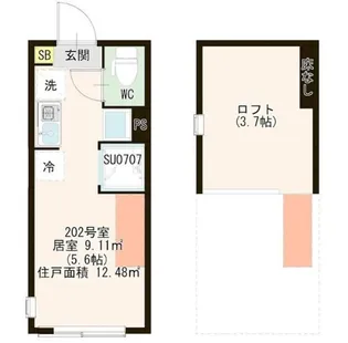 ハーモニーテラス中台【2階】の間取り