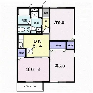 サニーハイツふじA【2階】の間取り