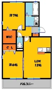 ヴィルドミール中今泉【1階】の間取り
