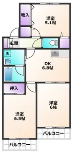サンキャッスルII【1階】の間取り