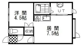 コーポひまわり文苑【1階】の間取り