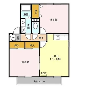 コートヴィレッジB【2階】の間取り