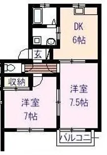 ヴェルジュヒラハラ【2階】の間取り