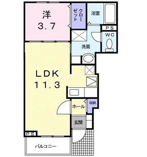 イーストブルー【1階】の間取り