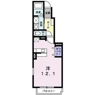 パストラーレ道後B【1階】の間取り