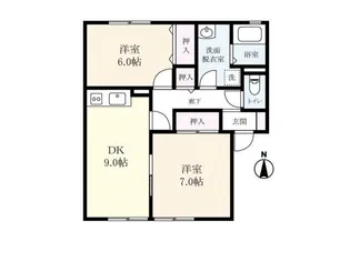 ピアライフ嘉瀬【1階】の間取り