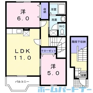 徳島県板野郡上板町七條字御宝【アパート】の間取り