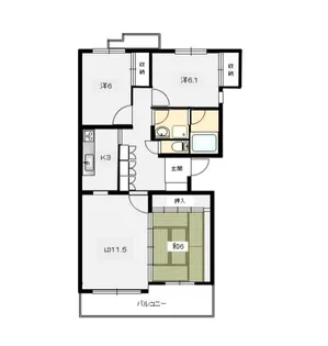 メゾン・ヴェルデ米ケ袋【3階】の間取り