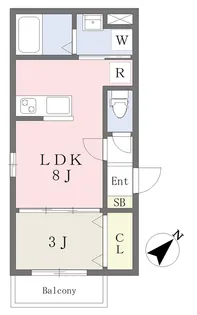 プラド宮城野【1階】の間取り