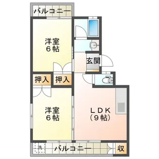 スカイハイツ若松【2階】の間取り