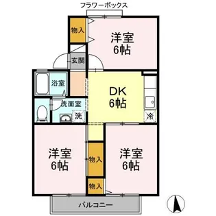 福島県いわき市小名浜中町境【アパート】の間取り