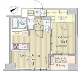 京橋レジデンス【8階】の間取り
