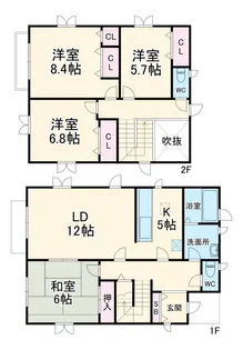 神奈川県横浜市青葉区荏田西2【一戸建】の間取り