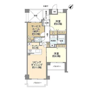 クレッセント上野毛II【3階】の間取り