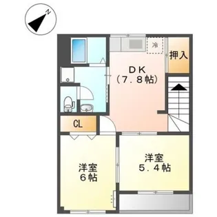 サンハイツ山ノ手【2階】の間取り