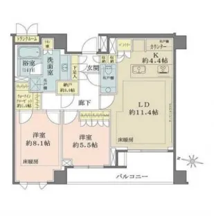 ザ・パークハウス千代田六番町【8階】の間取り