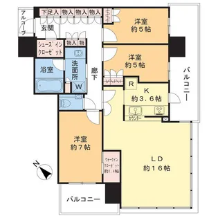 ザ・パークハウス中之島タワー【13階】の間取り