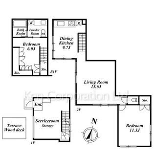 ガーデンコート成城UNITED CUBES【1階】の間取り