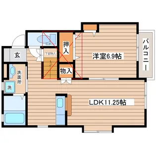 エスポワールコマツIIB棟【1階】の間取り