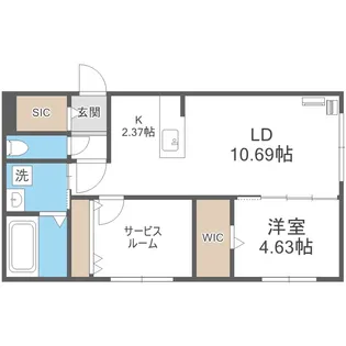 シティレジデンス南9条【1階】の間取り