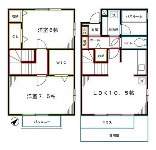 モントレーメゾネットA棟の間取り