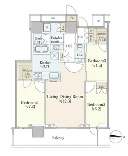 ザ・パークハウス晴海タワーズ ティアロレジデンス【3階】の間取り